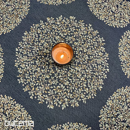 Tovaglia arazzo rotonda ALBERO DELLA FELICITÀ blu