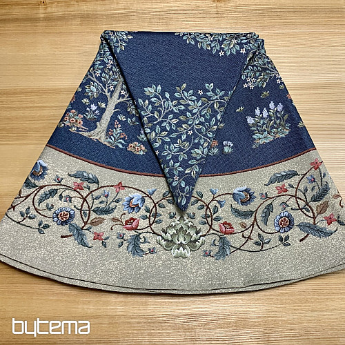 Tovaglia arazzo rotonda ALBERO DELLA FELICITÀ blu