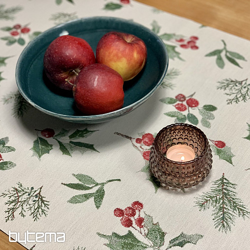 Tovaglia e sciarpa natalizia HOLLY GREEN