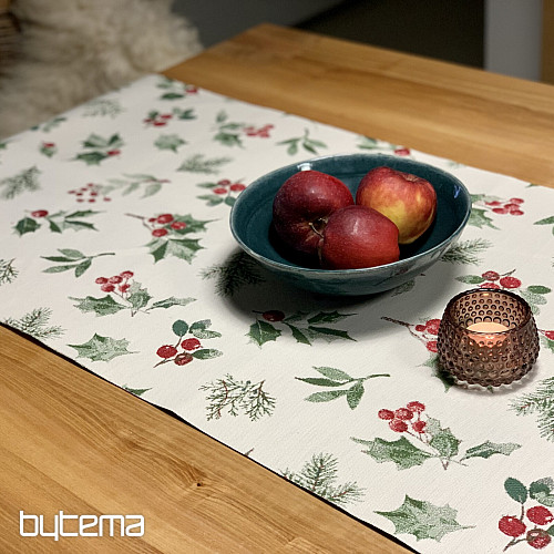 Tovaglia e sciarpa natalizia HOLLY GREEN