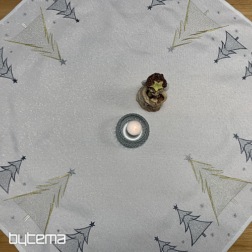 Tovaglia e sciarpa ricamate GREY GOLDEN TREES