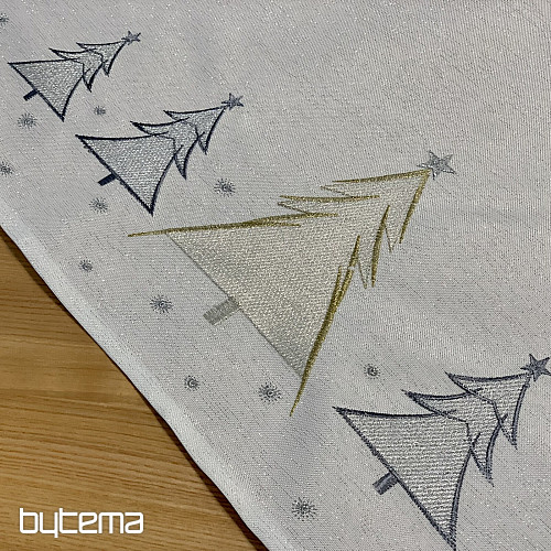 Tovaglia e sciarpa ricamate GREY GOLDEN TREES