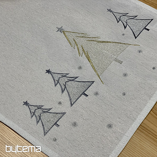 Tovaglia e sciarpa ricamate GREY GOLDEN TREES