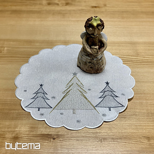 Tovaglia e sciarpa ricamate GREY GOLDEN TREES