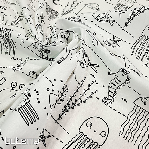 Tessuto dipinto MONDO SOTTOMARINO