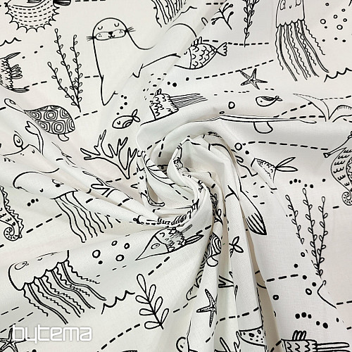 Tessuto dipinto MONDO SOTTOMARINO