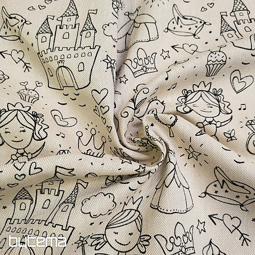 Tessuto dipinto PRINCESS su uno sfondo semplice