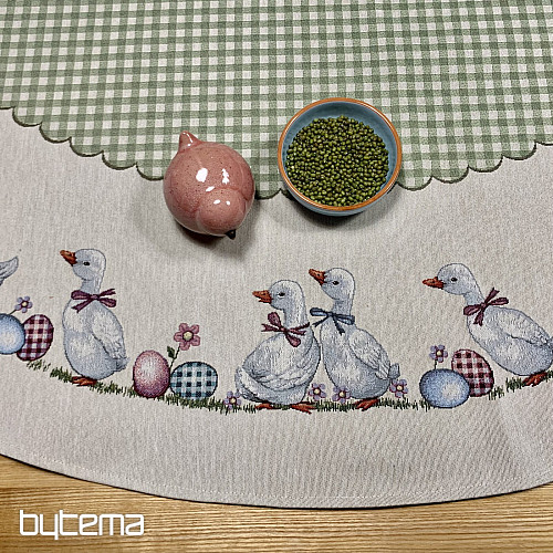 Tovaglia rotonda arazzo HUSSIČKY GREEN CHECK