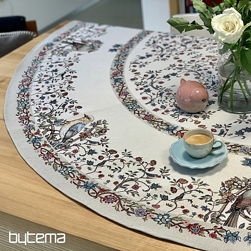 Tovaglia rotonda in arazzo UCCELLI