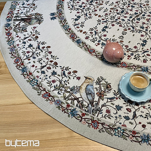 Tovaglia rotonda in arazzo UCCELLI