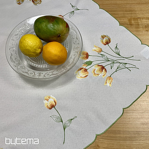 Tovaglia e sciarpa ricamate TULIPANI arancioni