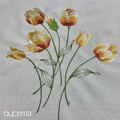 Tovaglia e sciarpa ricamate TULIPANI arancioni