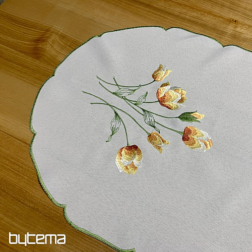 Tovaglia e sciarpa ricamate TULIPANI arancioni