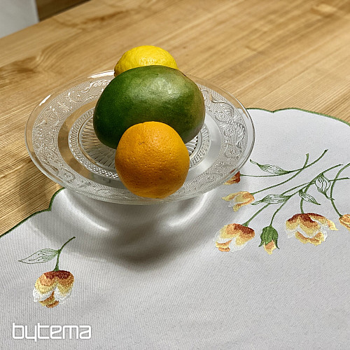 Tovaglia e sciarpa ricamate TULIPANI arancioni