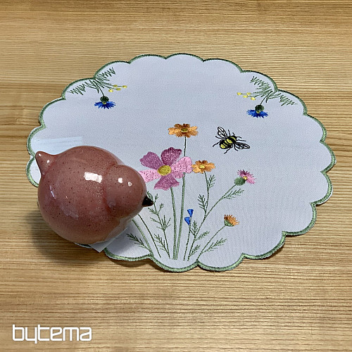 Tovaglia e sciarpa ricamate Prato e api