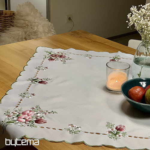 Tovaglia e sciarpa ricamate BOUQUET CON TULIPANI