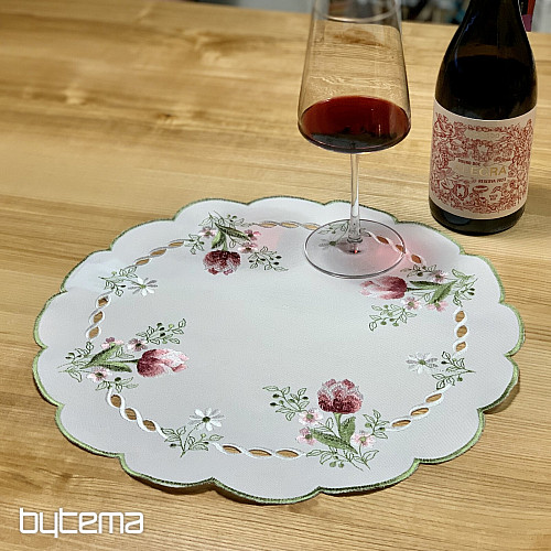 Tovaglia e sciarpa ricamate BOUQUET CON TULIPANI