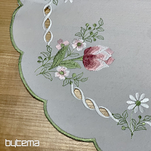 Tovaglia e sciarpa ricamate BOUQUET CON TULIPANI