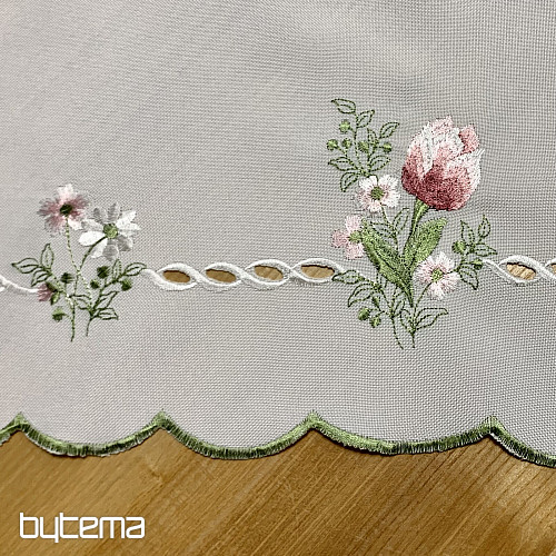 Tovaglia e sciarpa ricamate BOUQUET CON TULIPANI