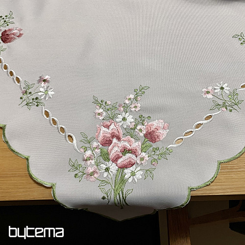 Tovaglia e sciarpa ricamate BOUQUET CON TULIPANI
