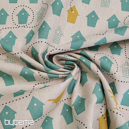 Tessuto di cotone CASETTE PER UCCELLI