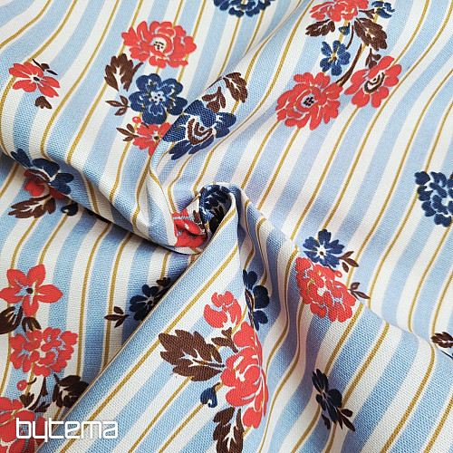 Tessuto di cotone RIMCHA A STRISCE BLU