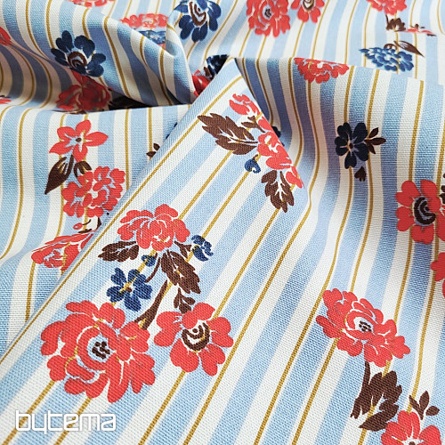 Tessuto di cotone RIMCHA A STRISCE BLU