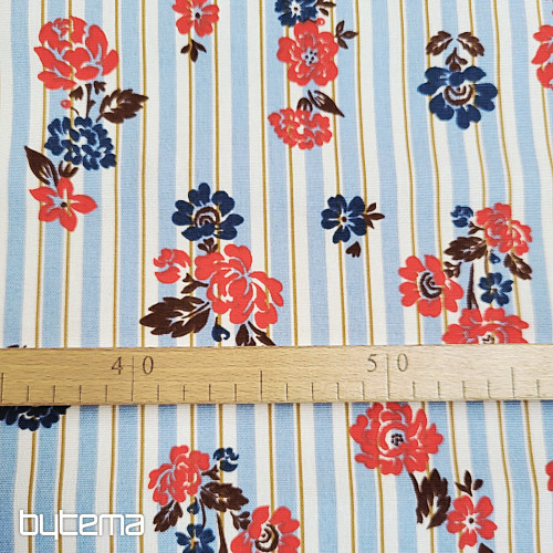 Tessuto di cotone RIMCHA A STRISCE BLU