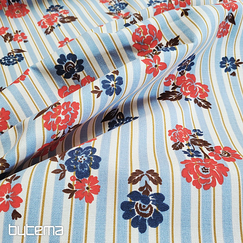 Tessuto di cotone RIMCHA A STRISCE BLU