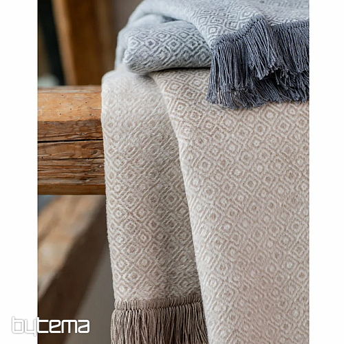 Coperta VIENNA ECRU con frange