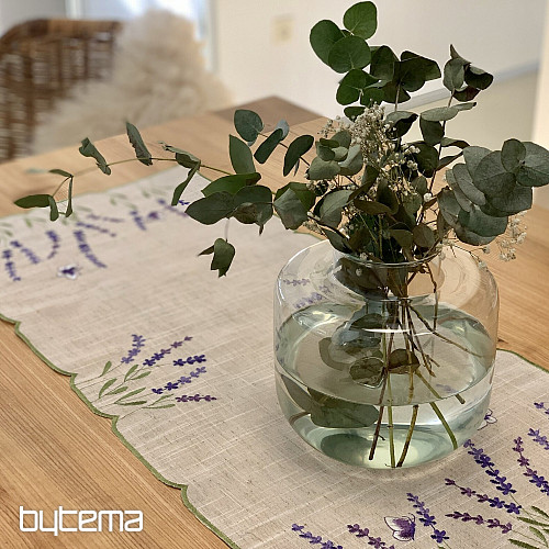 Tovaglia e sciarpa ricamate LAVANDA