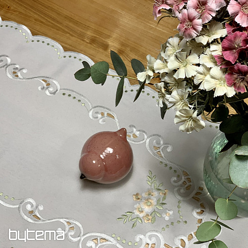 Tovaglia e sciarpa FIORI albicocca ricamati