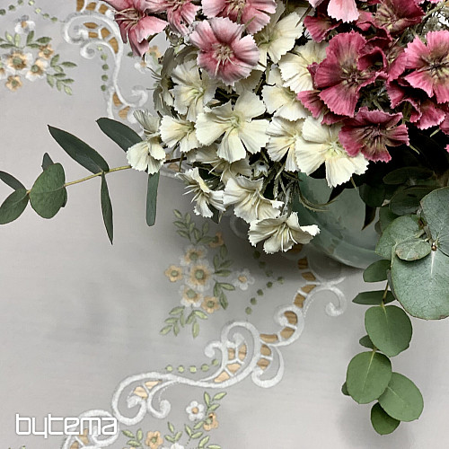 Tovaglia e sciarpa FIORI albicocca ricamati