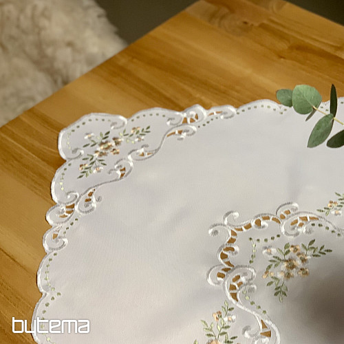 Tovaglia e sciarpa FIORI albicocca ricamati