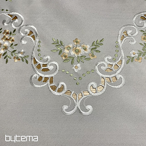 Tovaglia e sciarpa FIORI albicocca ricamati