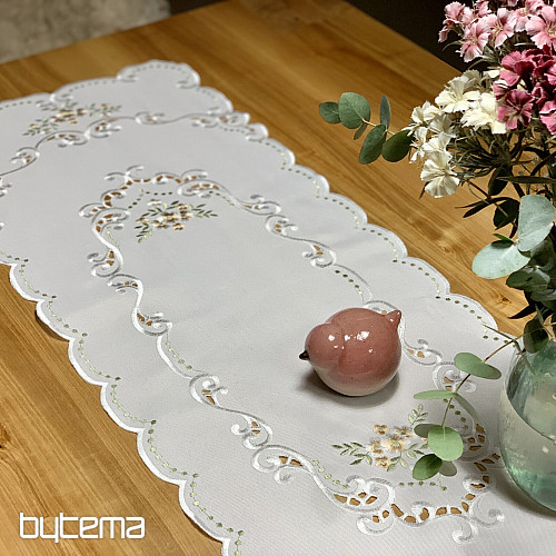 Tovaglia e sciarpa FIORI albicocca ricamati