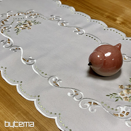 Tovaglia e sciarpa FIORI albicocca ricamati