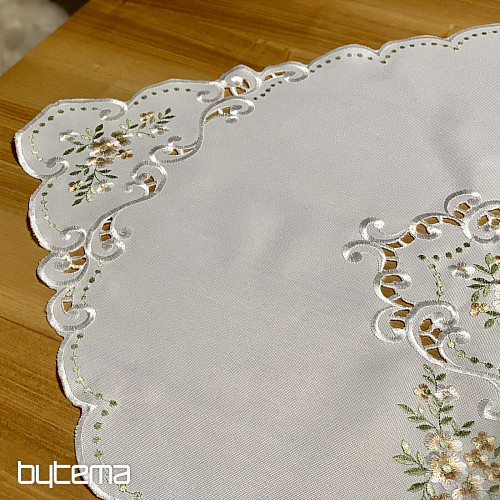 Tovaglia e sciarpa FIORI albicocca ricamati