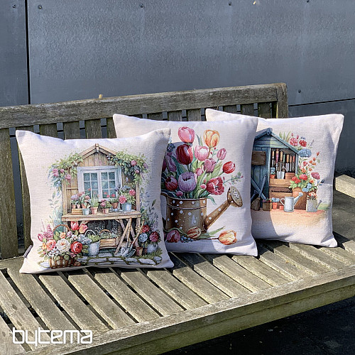 Federa per cuscino Arazzo ANNAFFIATOIO PIENO DI TULIPANI