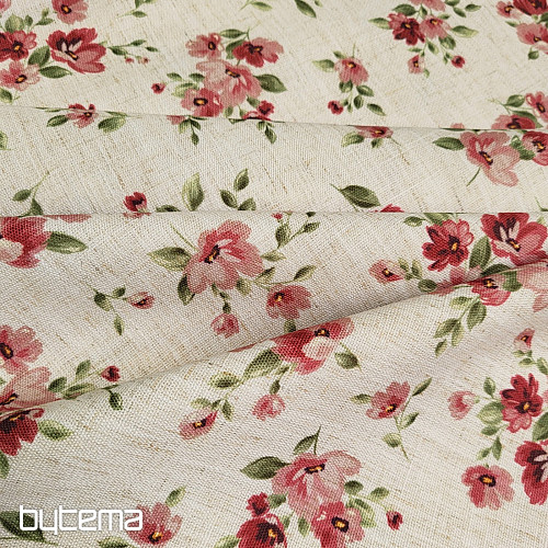 Tessuto decorativo FIORI LINO rosso