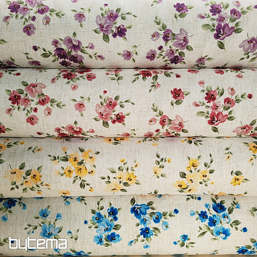 Tessuto decorativo FIORI LINO rosso