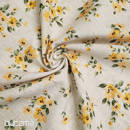 Tessuto decorativo FIORI LINO giallo