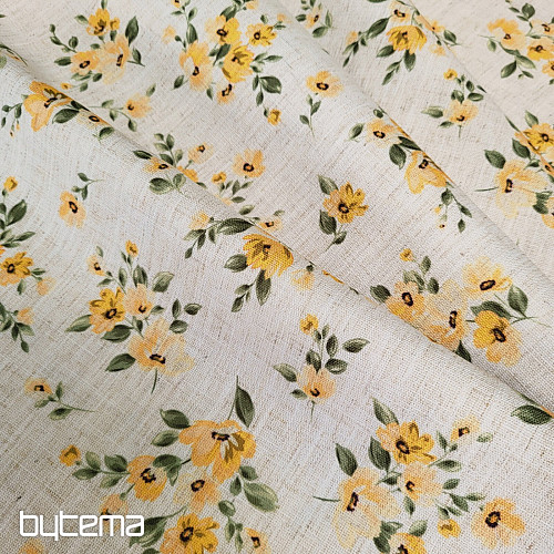 Tessuto decorativo FIORI LINO giallo