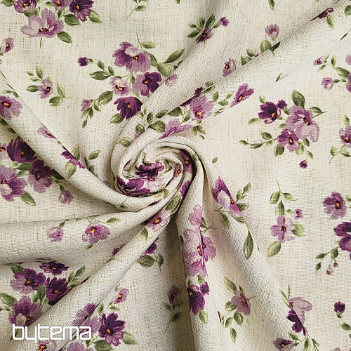 Tessuto decorativo FIORI LINO viola