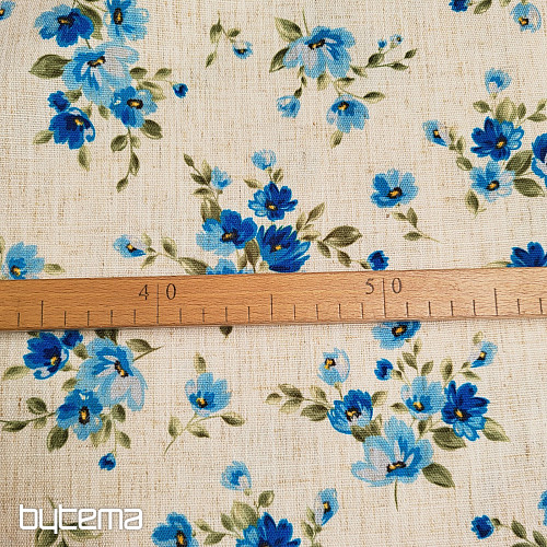 Tessuto decorativo FIORI LINO blu
