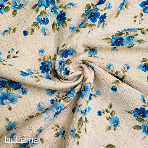 Tessuto decorativo FIORI LINO blu