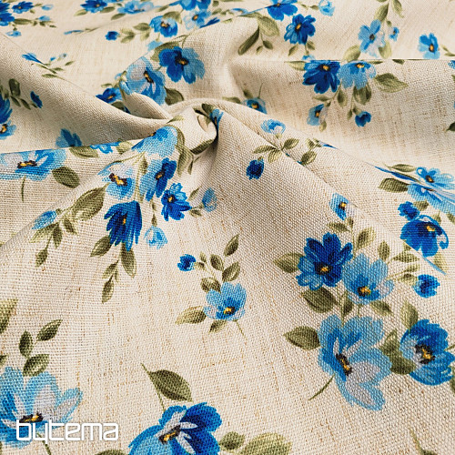 Tessuto decorativo FIORI LINO blu