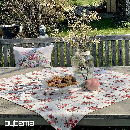 Tovaglia e sciarpa FIORI LINO rosso