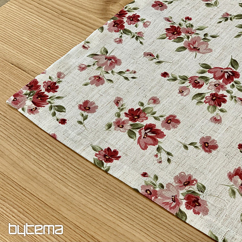 Tovaglia e sciarpa FIORI LINO rosso