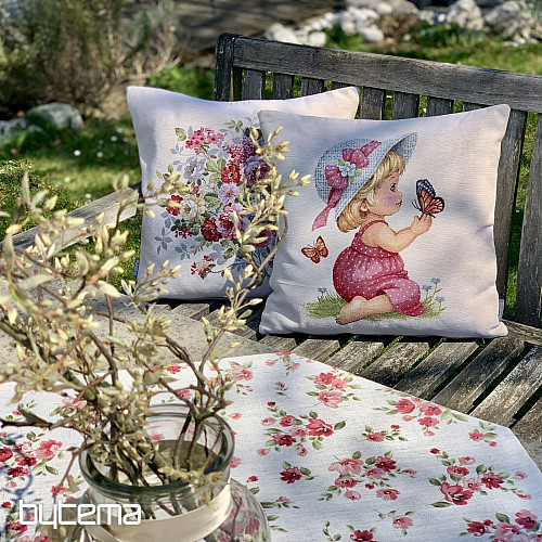 Tovaglia e sciarpa FIORI LINO rosso